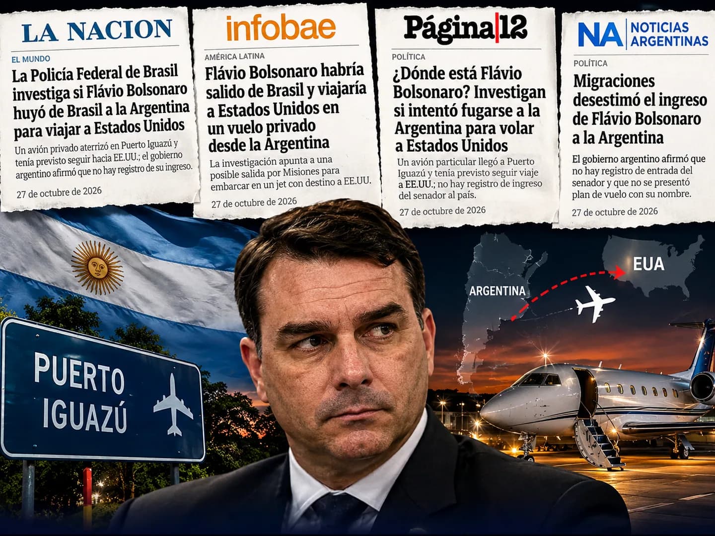 Jornais argentinos repercutem suspeita de fuga de Flávio Bolsonaro para os Estados Unidos
