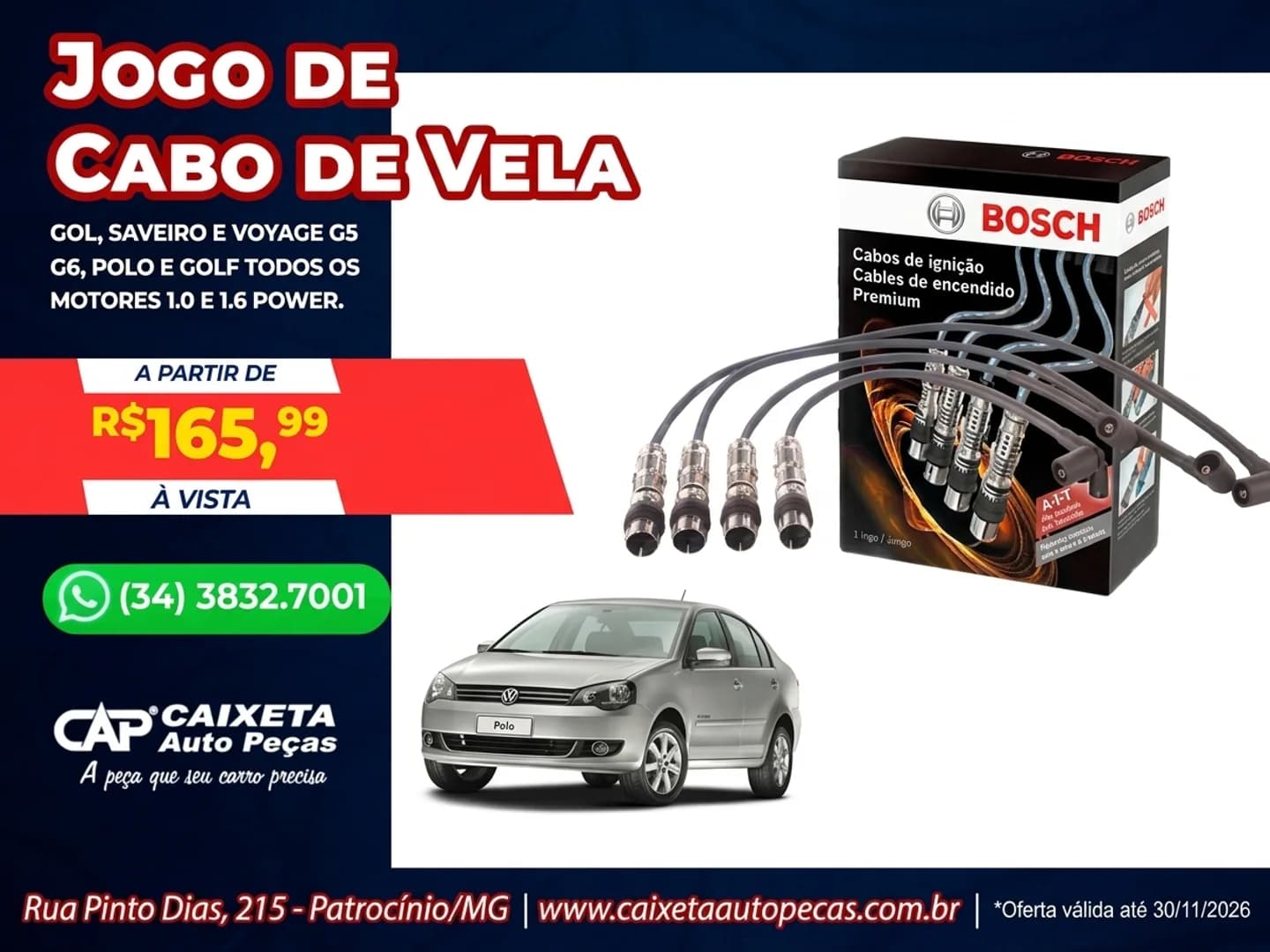 Caixeta Auto Peças alerta para sinais de desgaste nos cabos de vela
