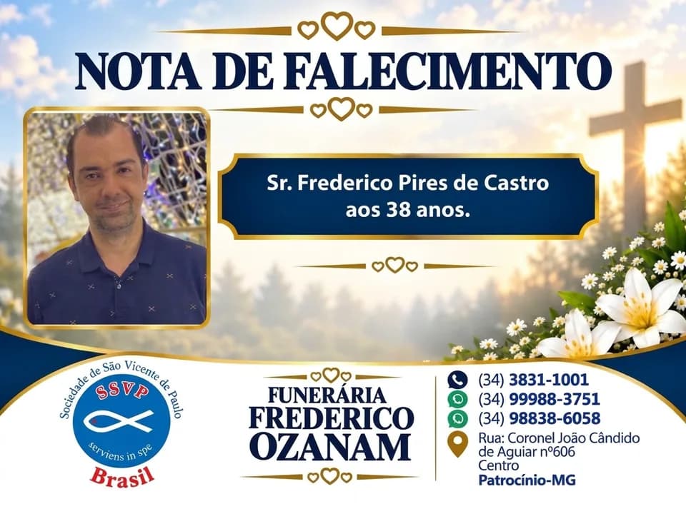 Nota de falecimento: Frederico Pires de Castro aos 38 anos.