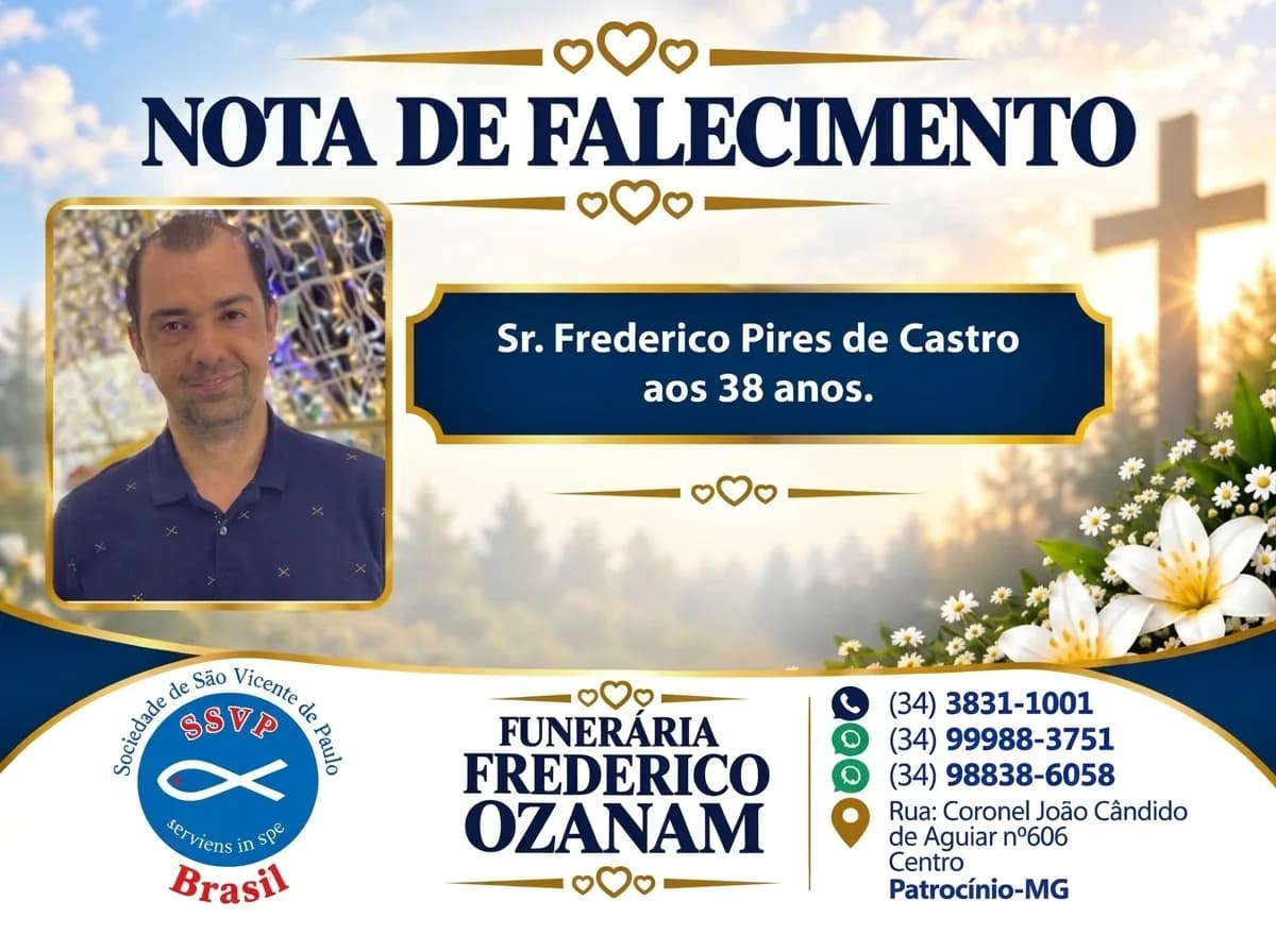 Nota de falecimento: Frederico Pires de Castro aos 38 anos.