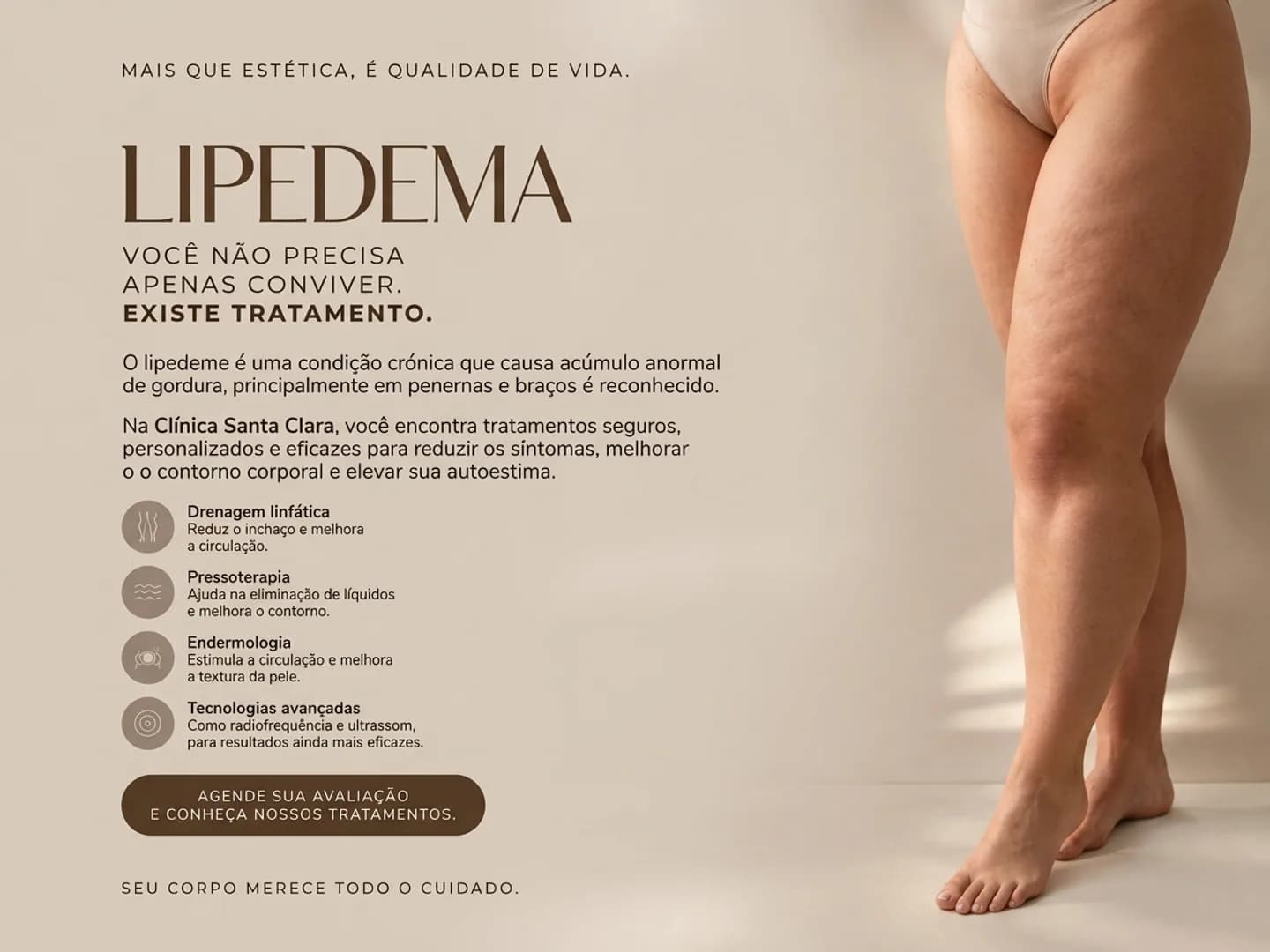 Clínica Santa Clara destaca importância do diagnóstico e tratamento especializado para o lipedema