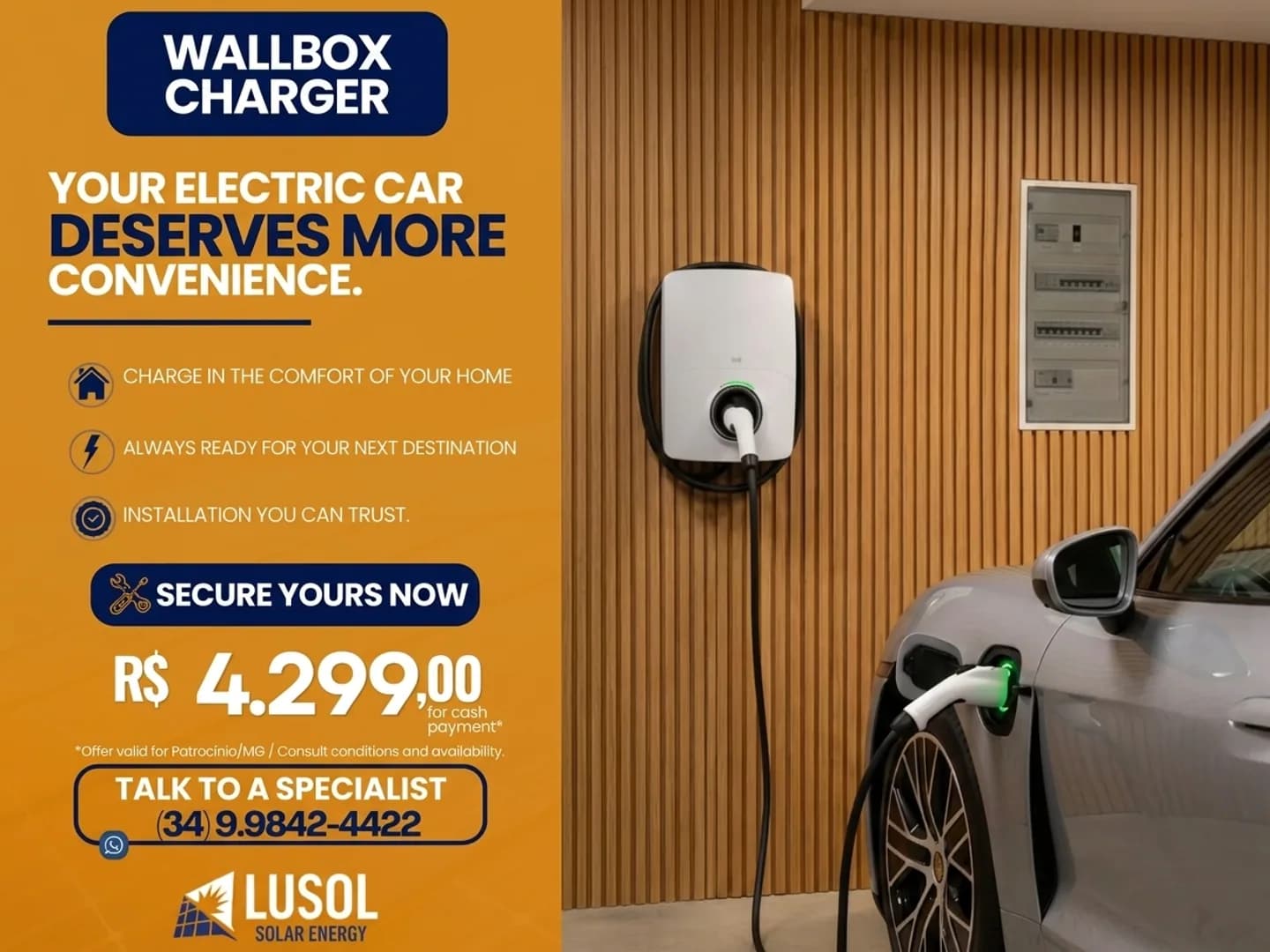 Lusol: Carregue seu veículo elétrico no conforto de casa