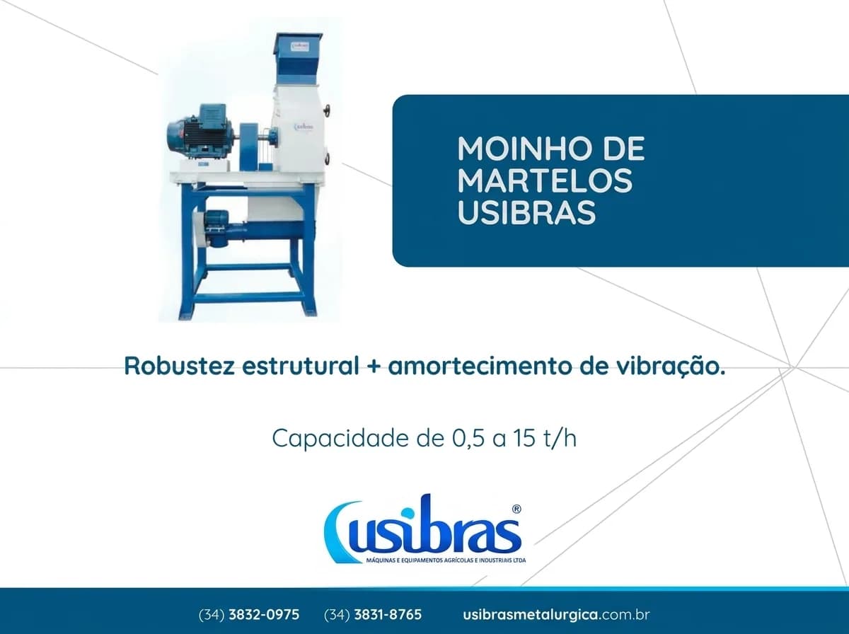 Usibras apresenta moinho de martelos com capacidade de moagem de até 15 toneladas por hora