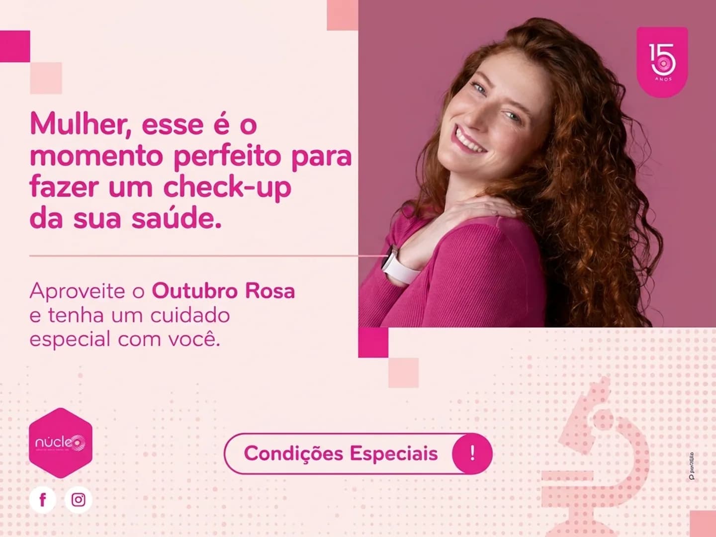 Núcleo Laboratório reforça, neste Outubro Rosa, mantenha seus exames em dia