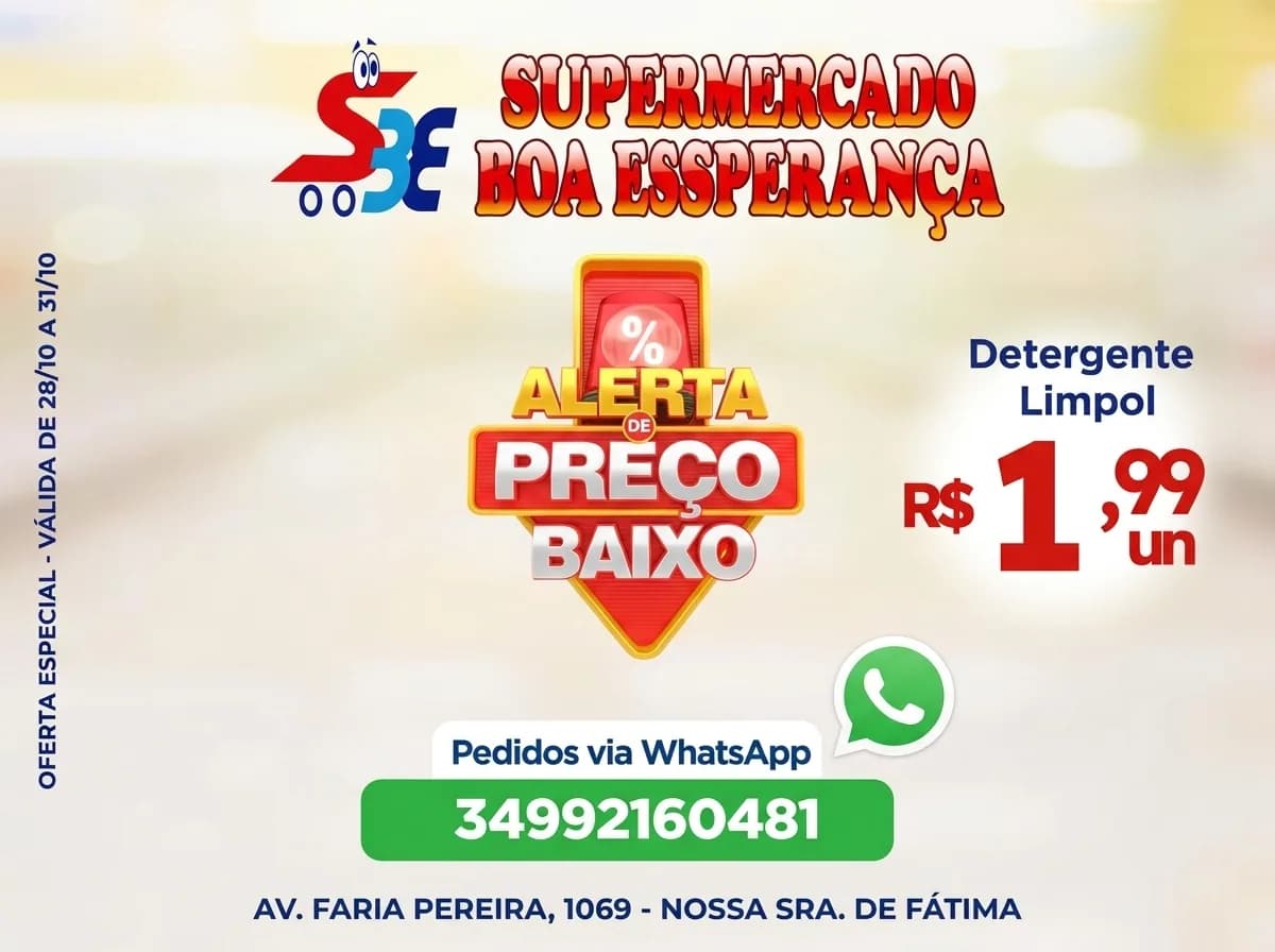 Ofertas do Supermercado Boa Esperança - Validade de 28 a 31 de outubro de 2026