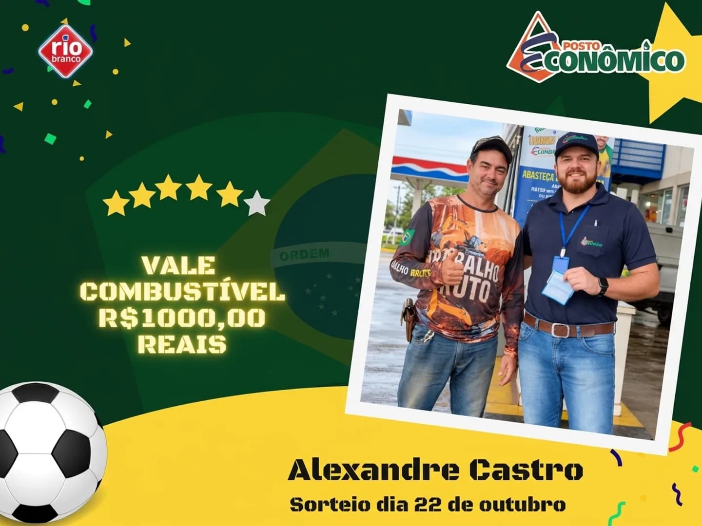 Auto Posto Econômico premia terceiro ganhador da Copa Premiada e anuncia Pix de R$ 10 mil