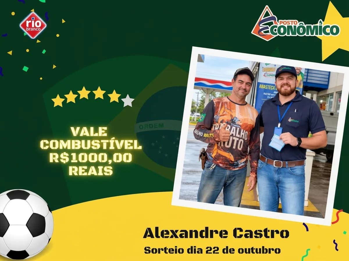 Auto Posto Econômico premia terceiro ganhador da Copa Premiada e anuncia Pix de R$ 10 mil