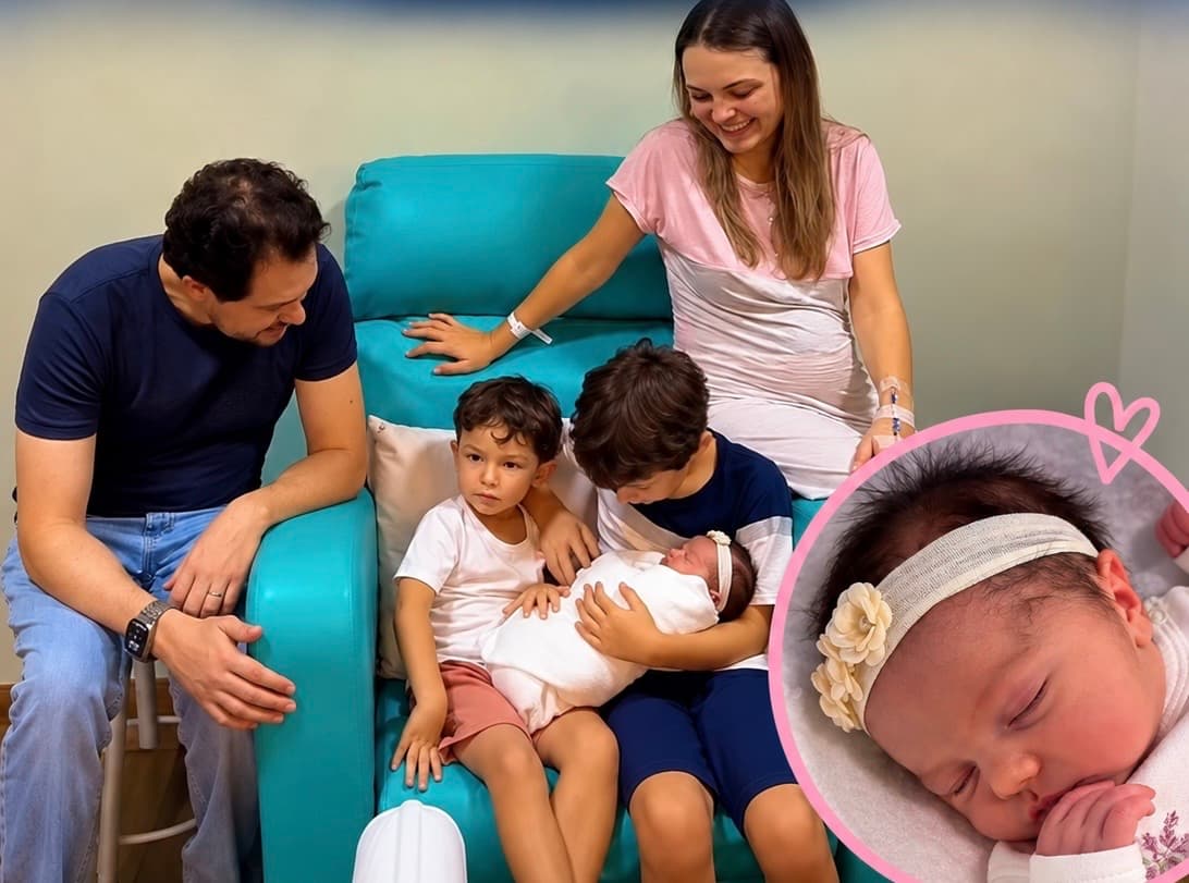 Lis chega para completar a família do prefeito Gustavo Brasileiro e Gabriela
