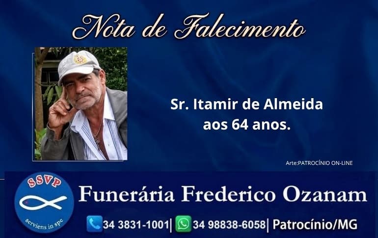 Nota de falecimento: Sr. Itamir de Almeida aos 64 anos.