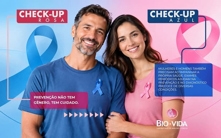 Laboratório Bio Vida oferece Check-up Rosa e Check-up Azul para acompanhamento da saúde