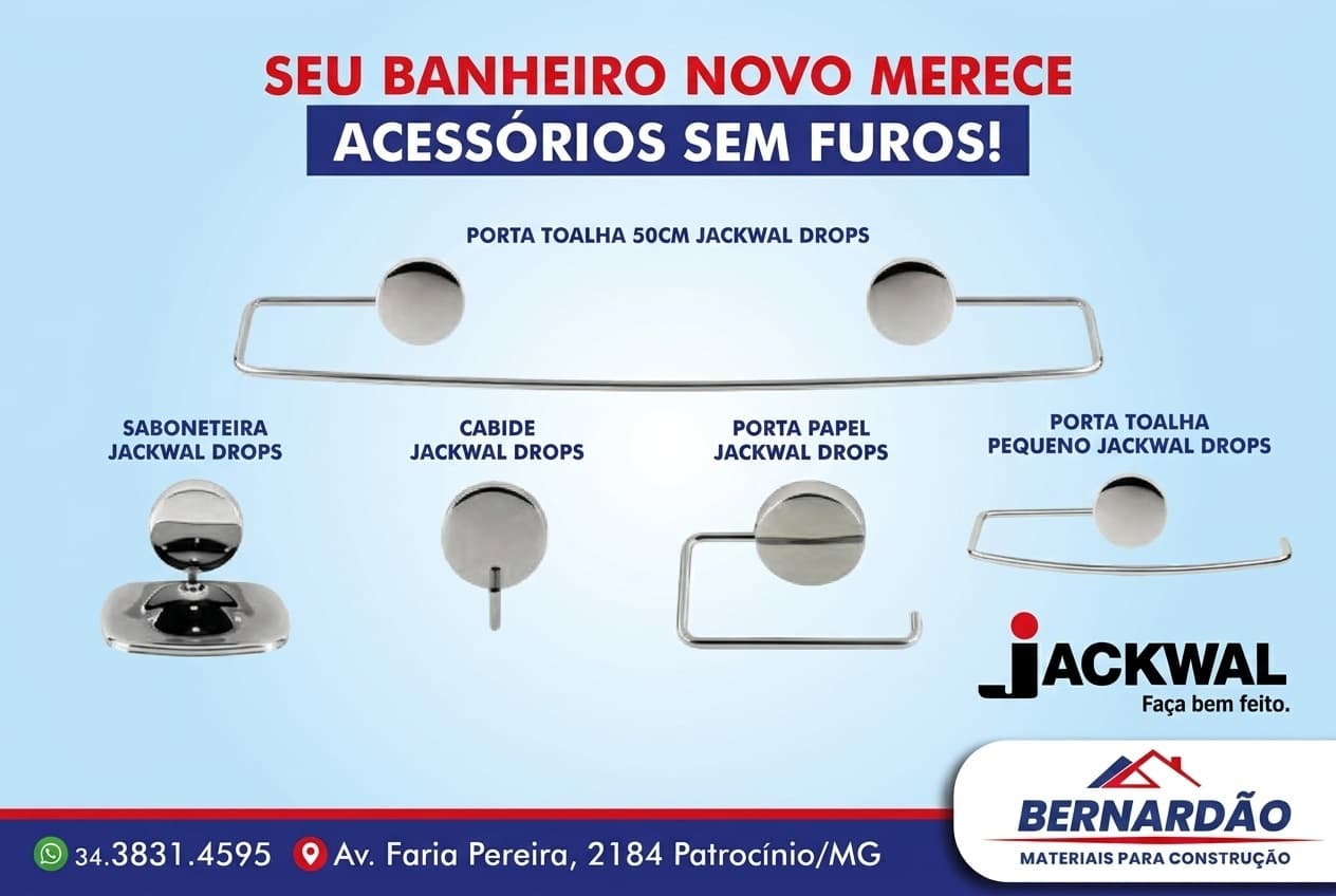 Bernardão Materiais apresenta linha Drops da Jackwal para renovar o banheiro sem furar o revestimento