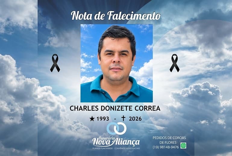 Nota de falecimento: Sr. Charles Donizete Correa aos 33 anos.