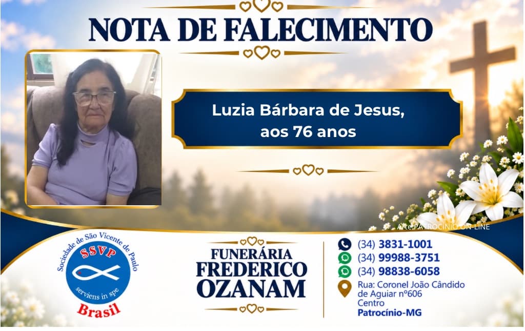 Nota de falecimento: Luzia Bárbara de Jesus, aos 76 anos