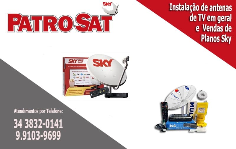 PATROSAT: Instalação de antenas de Tv em geral e vendas de planos Sky