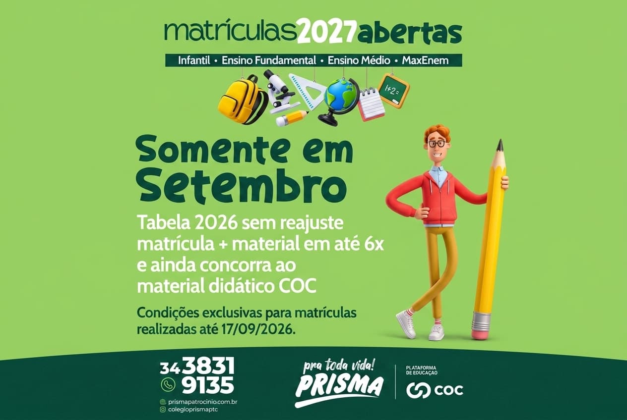 Colégio Prisma abre matrículas para o ano letivo de 2027