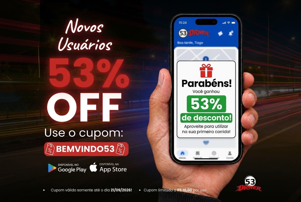 53Driver oferece 53% de desconto na primeira corrida para novos usuários
