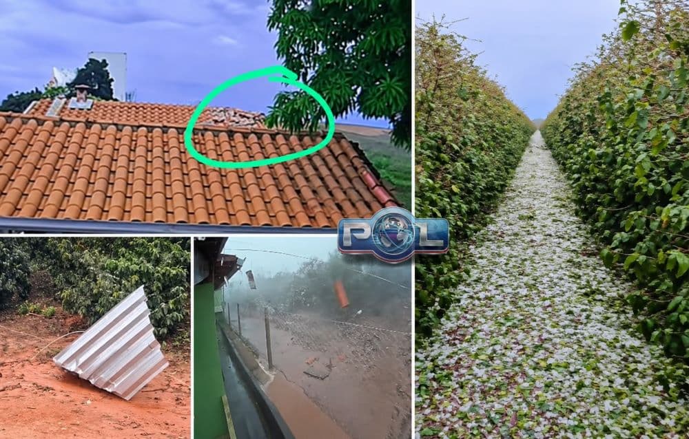 VIDEOS: Vendaval acompanhado de granizo provoca danos na região de Moreiras, em Patrocínio