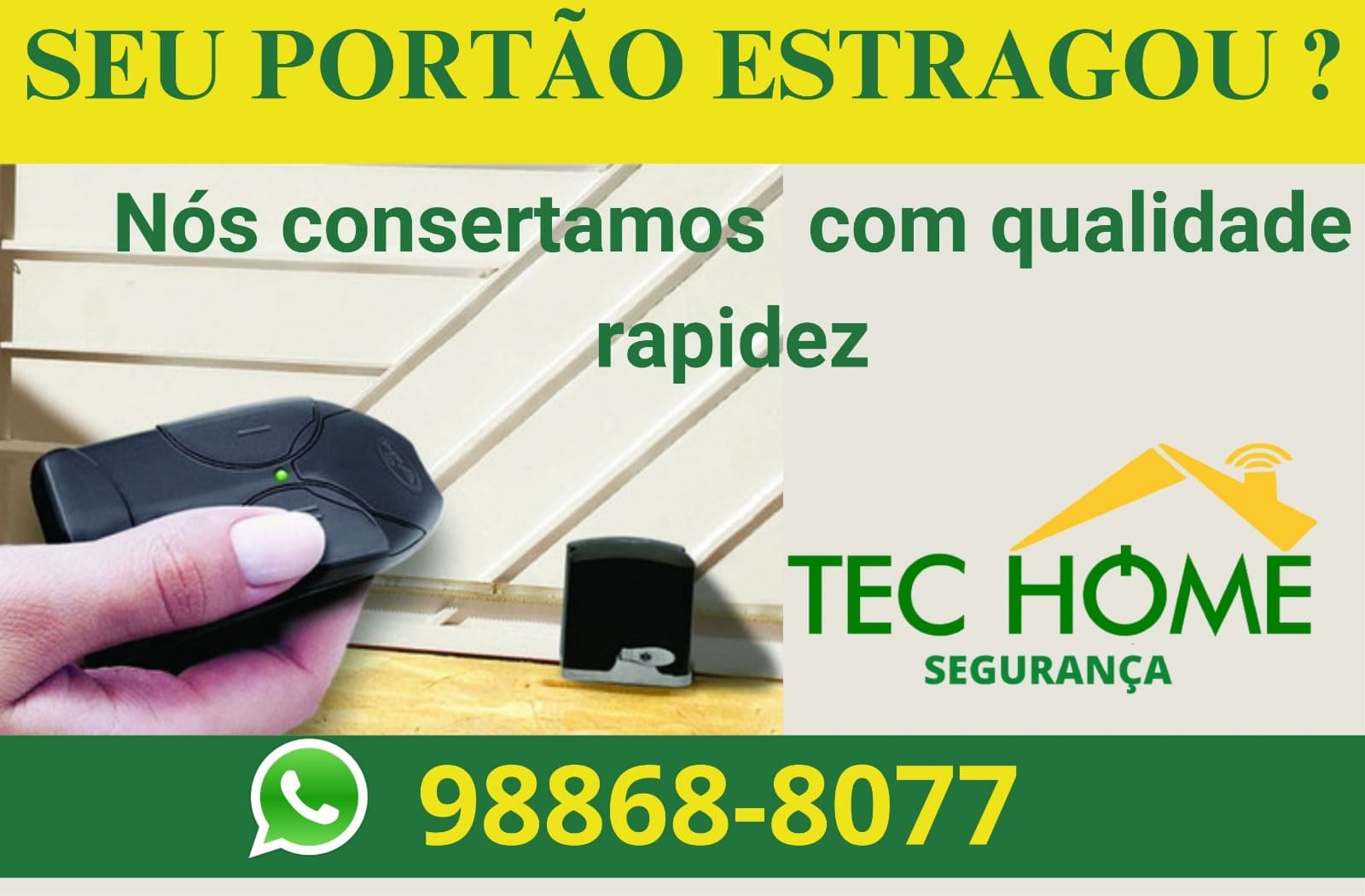 TEC HOME Segurança: Seu portão estragou? Nós consertamos com qualidade rapidez