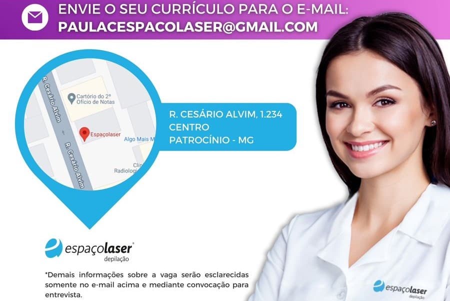 Vagas de emprego na ESPAÇO LASER: fisioterapeuta e o biomédica/esteticista