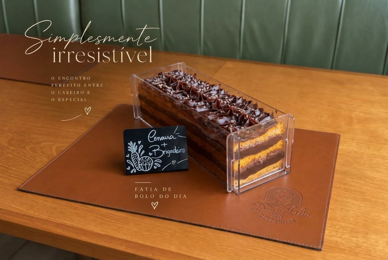 Bolo de cenoura com brigadeiro é a fatia do dia na Dona Lilia
