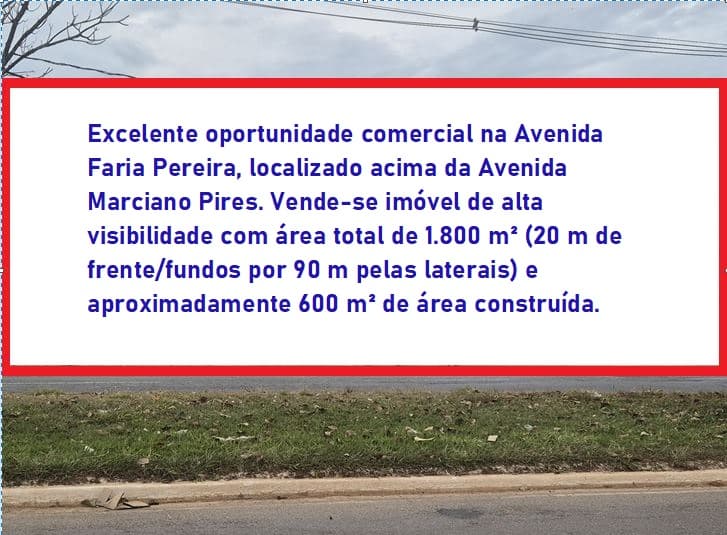VENDE-SE: Excelente oportunidade comercial na Avenida Faria Pereira.