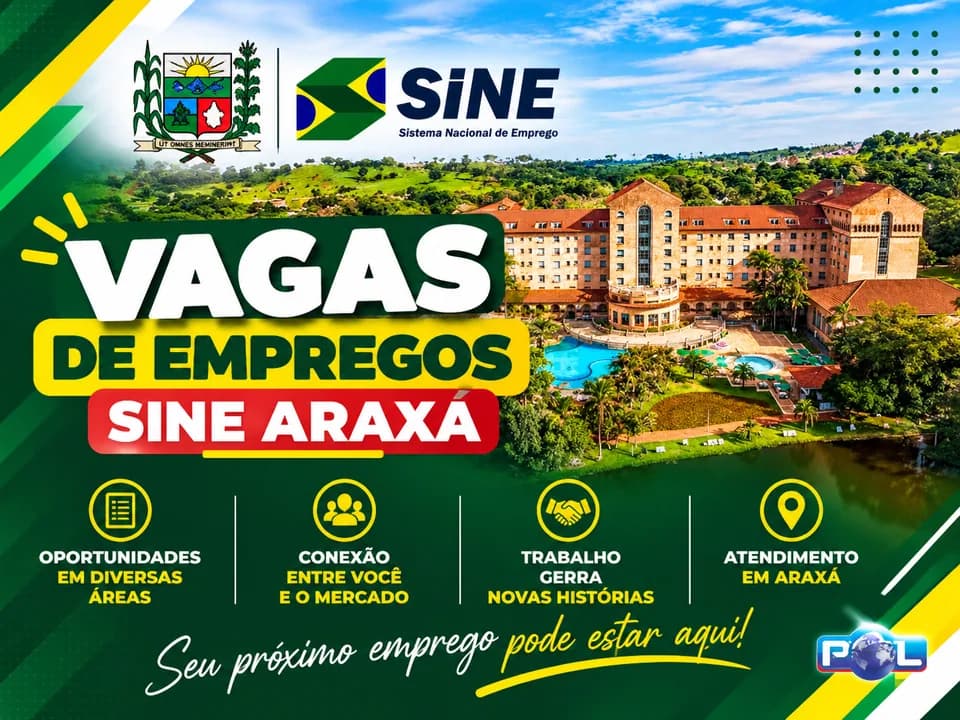 SINE ARAXÁ - 423 vagas disponíveis para diversas funções (23/10/26)