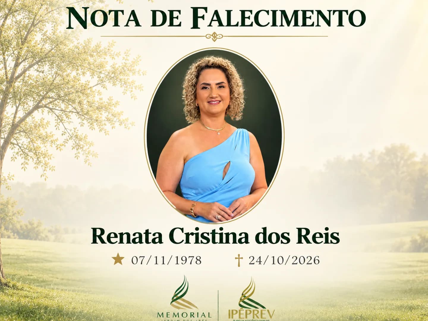 Nota de falecimento: Renata Cristina dos Reis aos 47 anos