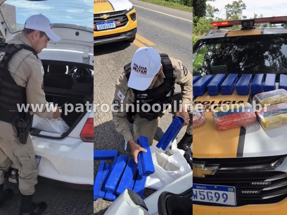Polícia Militar Rodoviária apreende 26 barras de maconha e prende dois homens em rodovia próximo a Patrocínio