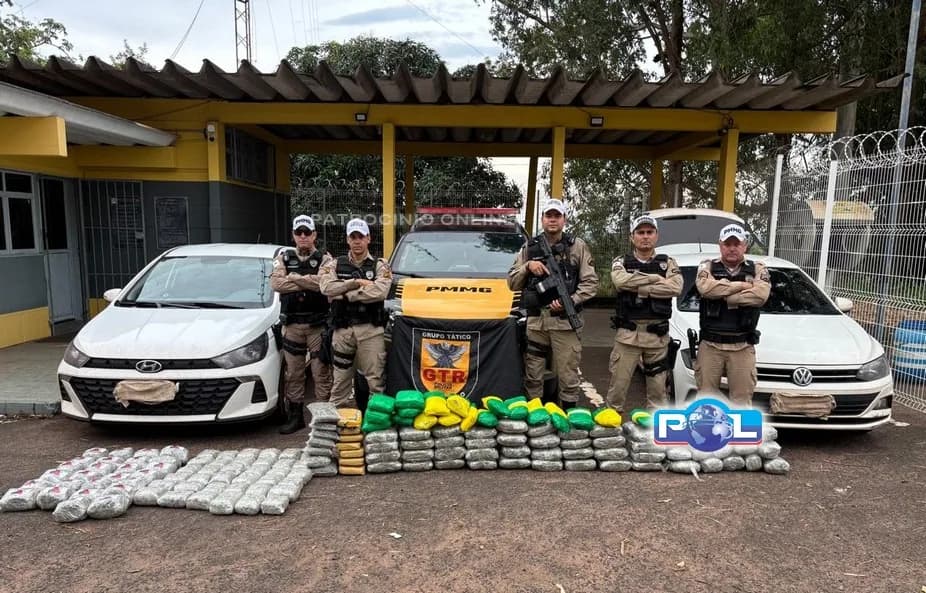 Motorista foge de abordagem e tenta atropelar militar durante ocorrência na MGC-497 e acaba preso com drogas avaliadas em R$ 1,5 milhão.
