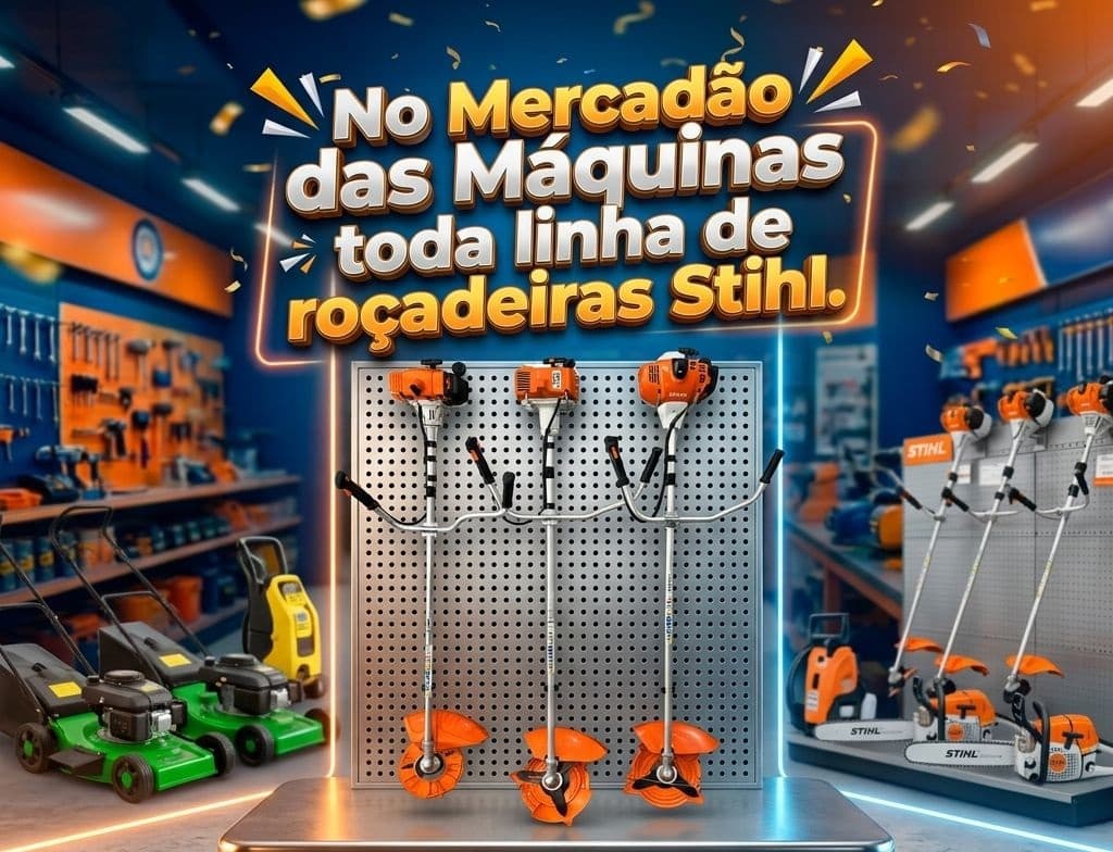No Mercadão das Máquinas toda linha de roçadeiras Sthil
