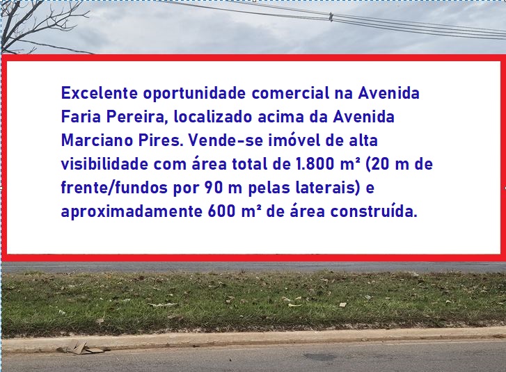VENDE-SE: Excelente oportunidade comercial na Avenida Faria Pereira.